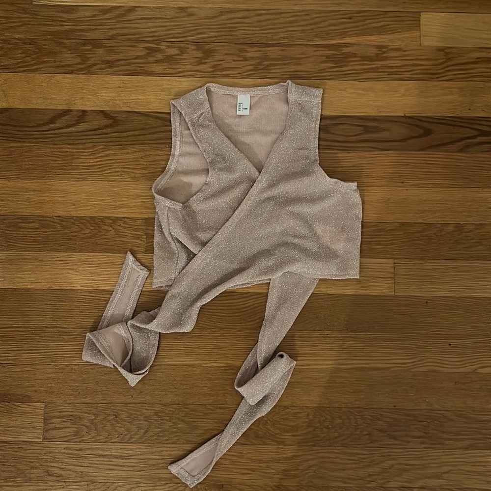 Blush Sparkly Wrap-Around Crop Top